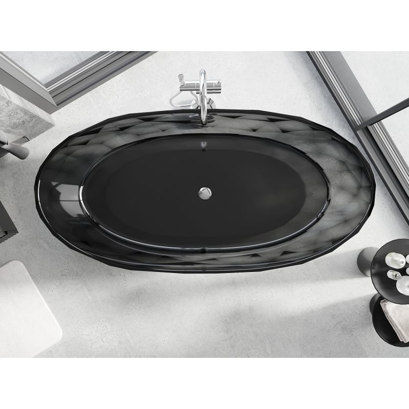 Mexen Orax baignoire noire autoportante transparente 170 x 80 cm, bonde chromée - 58081708013