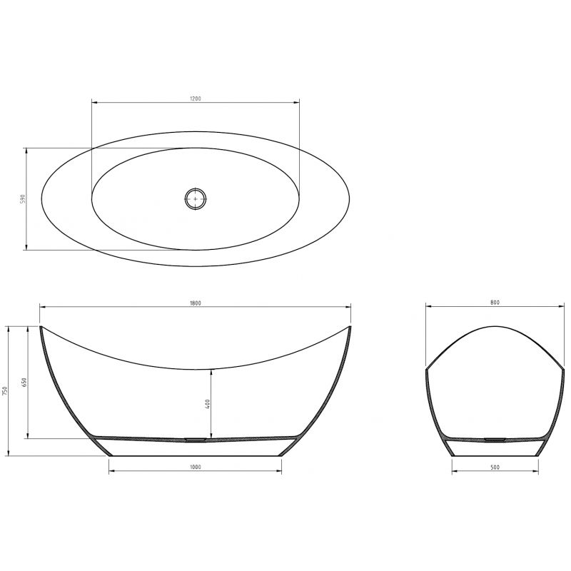 Mexen Vea earth baignoire autoportante transparente 180 x 80 cm, bouchon chromé - 58091808005