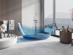 Mexen Vea denim baignoire autoportante transparente 180 x 80 cm, bouchon chromé - 58091808007