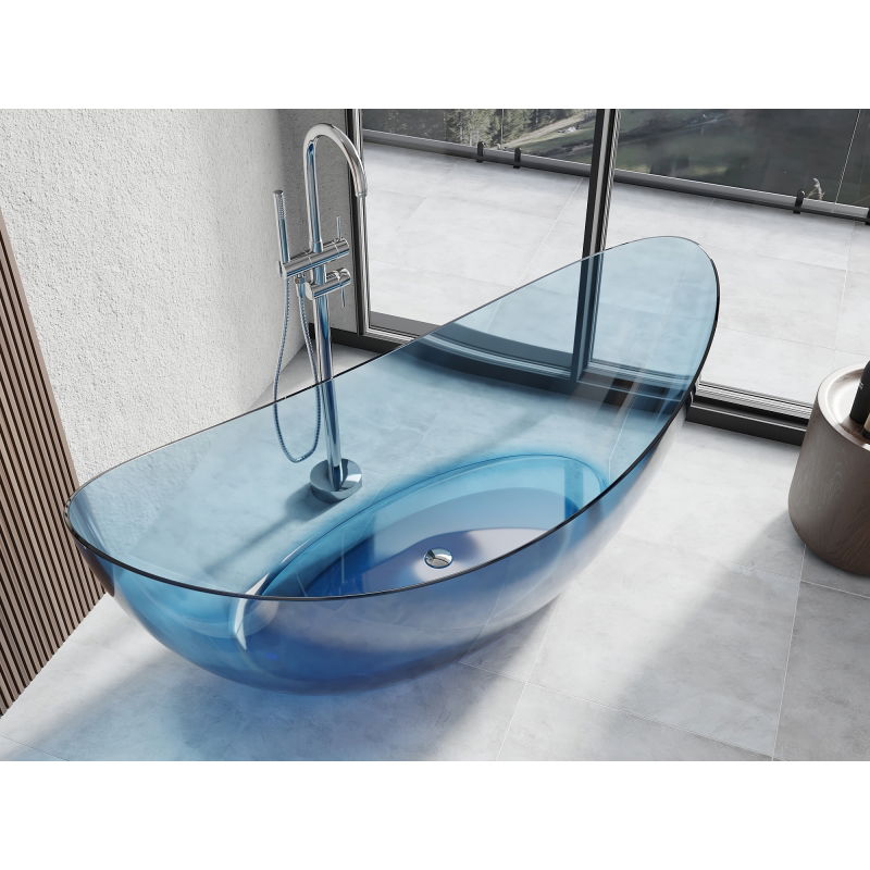 Mexen Vea denim baignoire autoportante transparente 180 x 80 cm, bonde chromée - 58091808007