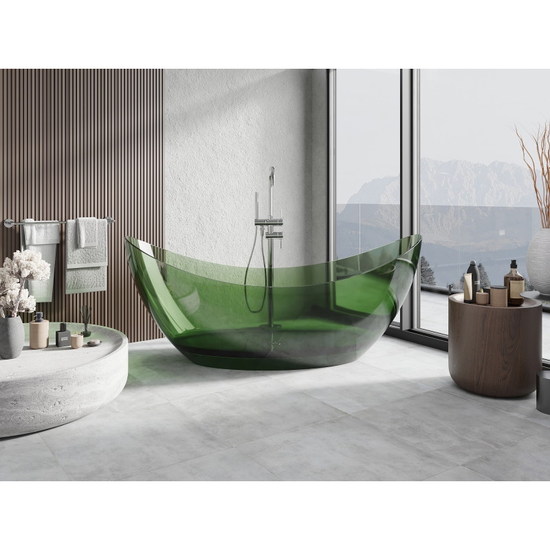 Mexen Vea baignoire autoportante transparente forest 180 x 80 cm, forest, bouchon en liège chromé - 58091808002