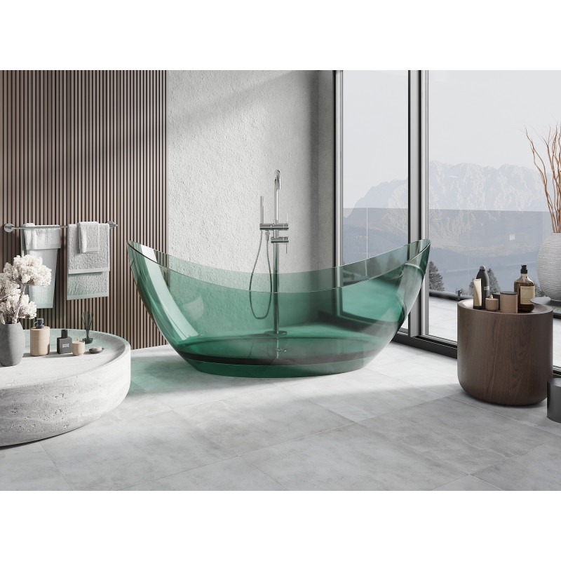 Mexen Vea baignoire autoportante transparente 180 x 80 cm, teal, bouchon chromé - 58091808011