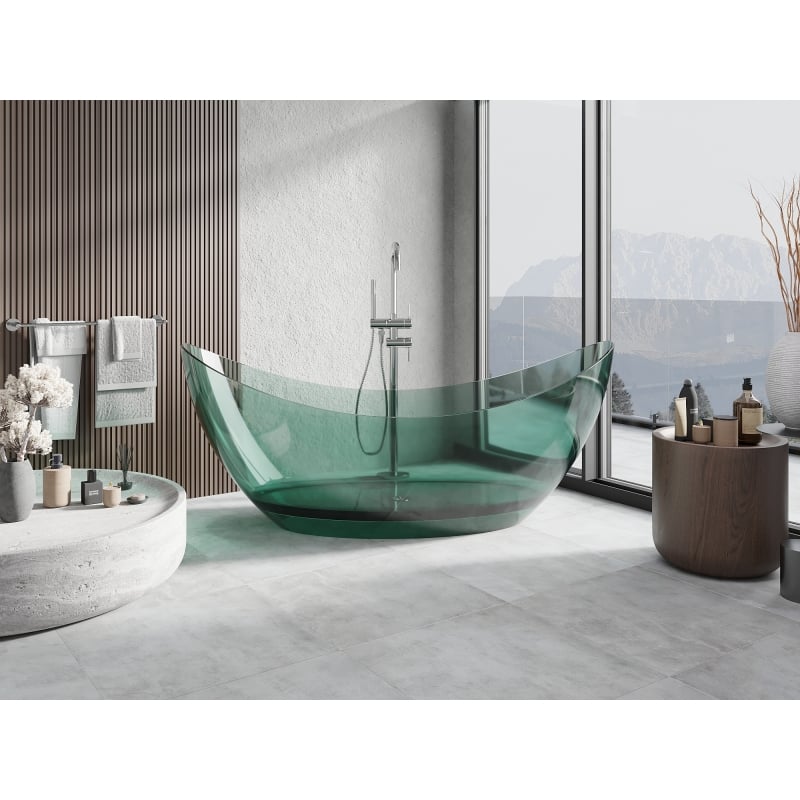 Mexen Vea baignoire autoportante transparente teal 180 x 80 cm, bouchon chromé - 58091808011