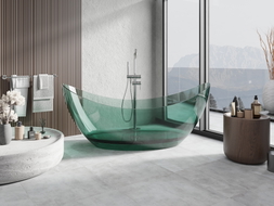 Mexen Vea baignoire autoportante transparente 180 x 80 cm, teal, bouchon chromé - 58091808011