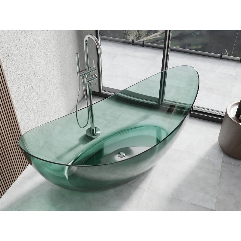 Mexen Vea baignoire autoportante transparente 180 x 80 cm, teal, bouchon chromé - 58091808011