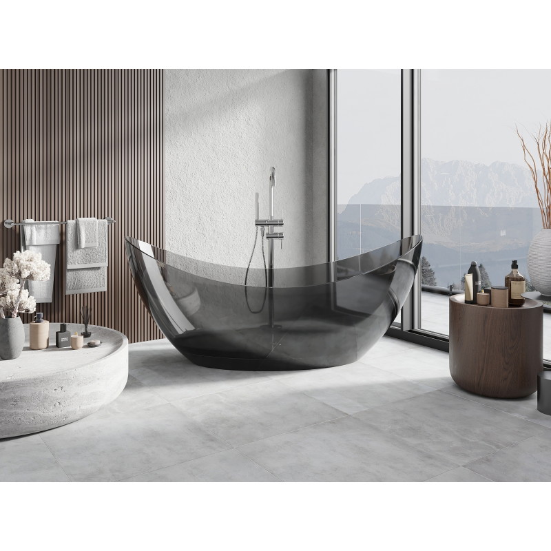 Mexen Vea baignoire autoportante transparente 180 x 80 cm, noir, bonde chromée - 58091808013