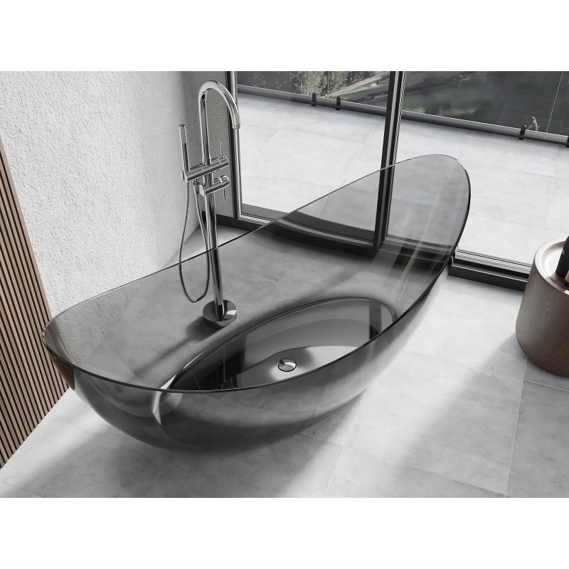 Mexen Vea baignoire autoportante transparente 180 x 80 cm, noir, bonde chromée - 58091808013