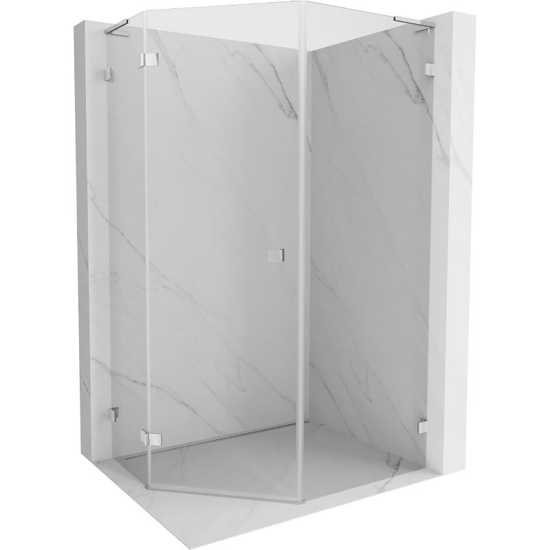 Cabine de douche pentagonale avec porte gauche Mexen Lunar L 80 x 90 cm, transparent, chromé - 831L-080L-090P-01-00-L