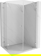 Mexen Lunar L cabine de douche pentagonale pivotante gauche 90 x 100 cm, transparent, chrome - 831L-090L-100P-01-00-L