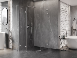 Mexen Lunar L cabine de douche pentagonale pivotante gauche 90 x 100 cm, transparent, chrome - 831L-090L-100P-01-00-L