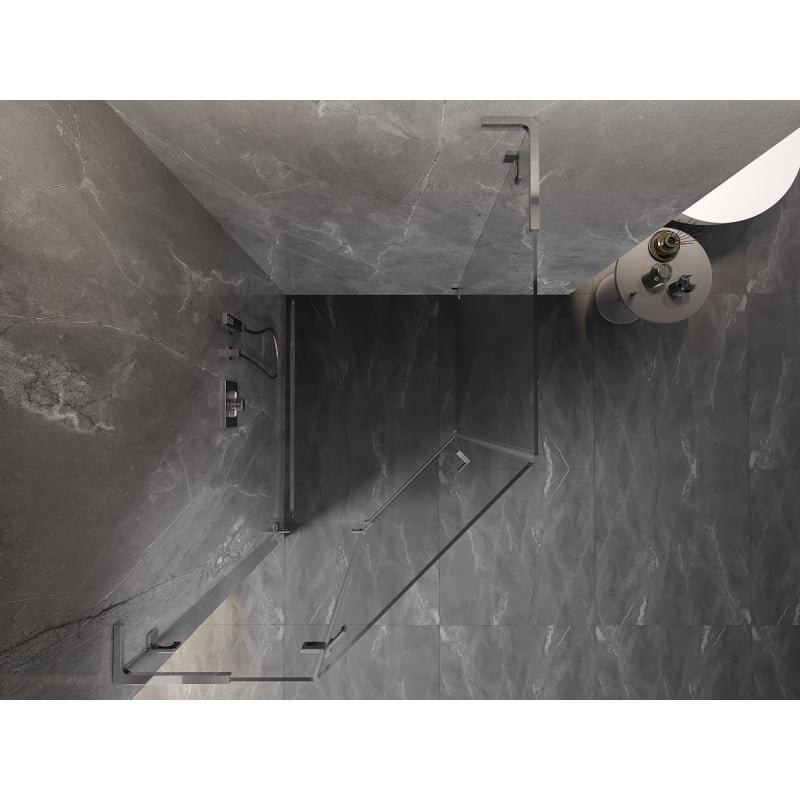 Mexen Lunar L cabine de douche pentagonale pivotante gauche 90 x 100 cm, transparent, chrome - 831L-090L-100P-01-00-L