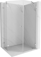 Mexen Lunar cabine de douche pentagonale pivotante gauche 80 x 100 cm, transparent, chrome - 831-080L-100P-01-00-L