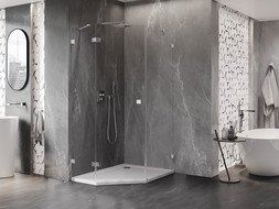 Mexen Lunar cabine de douche pentagonale pivotante à gauche 80 x 100 cm, transparent, chrome - 831-080L-100P-01-00-L