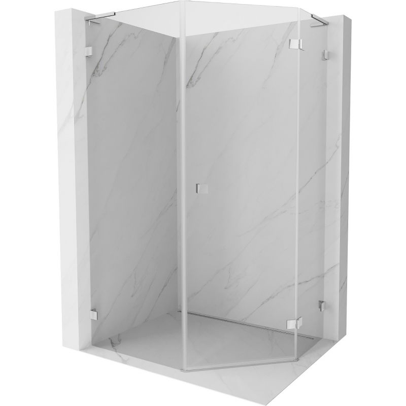 Mexen Lunar L cabine de douche pentagonale battante droite 80 x 100 cm, transparent, chrome - 831L-080P-100L-01-00-P