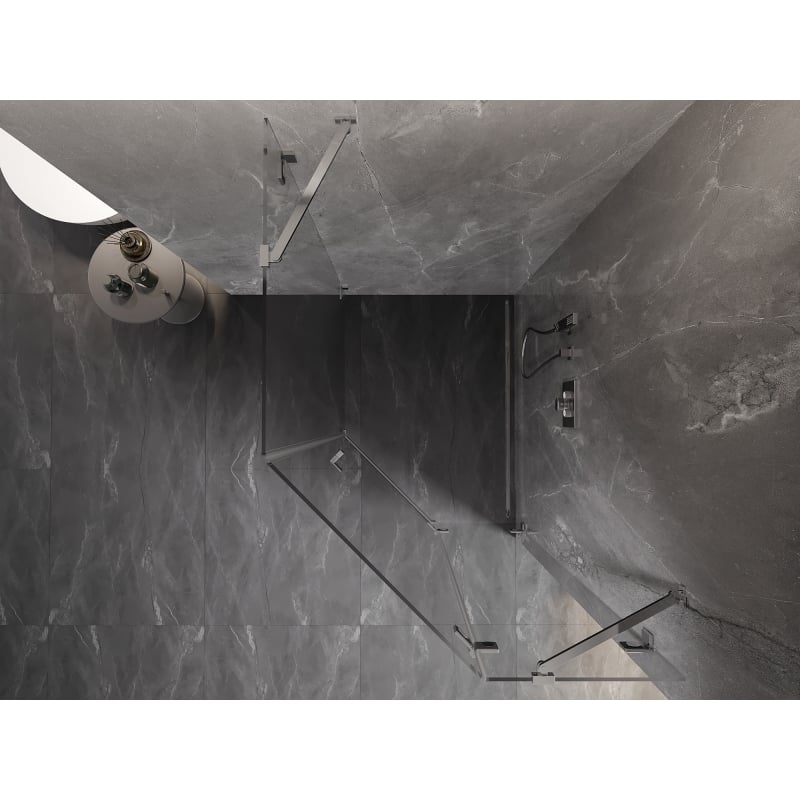 Mexen Lunar cabine de douche pentagonale pivotante droite 80 x 100 cm, transparent, chromé - 831-080P-100L-01-00-P