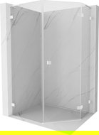 Mexen Lunar L cabine de douche pentagonale à charnière droite 80 x 100 cm, transparent, blanche - 831L-080P-100L-20-00-P