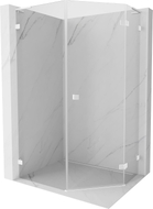 Mexen Lunar L cabine de douche pentagonale pivotante droite 90 x 100 cm, transparente, blanche - 831L-090P-100L-20-00-P