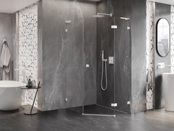 Mexen Lunar L cabine de douche pentagonale pivotante droite 90 x 100 cm, transparente, blanche - 831L-090P-100L-20-00-P