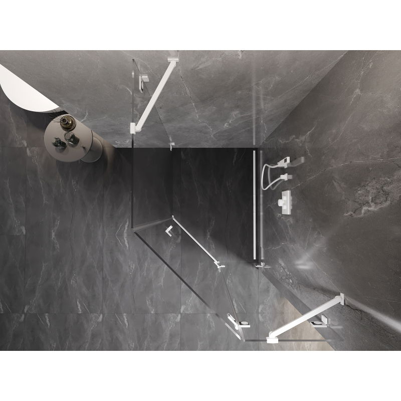 Mexen Lunar cabine de douche pentagonale pivotante à droite 90 x 100 cm, transparente, blanche - 831-090P-100L-20-00-P