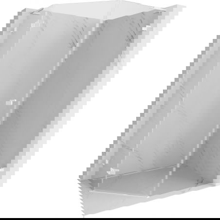 Mexen Lunar L cabine de douche pentagonale pivotante gauche 80 x 100 cm, transparent, blanc - 831L-080L-100P-20-00-L