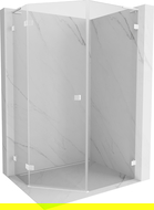 Mexen Lunar L cabine de douche pentagonale pivotante gauche 80 x 100 cm, transparent, blanc - 831L-080L-100P-20-00-L