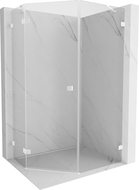 Cabine de douche pentagonale Mexen Lunar pivotante gauche 90 x 100 cm, transparent, blanc - 831-090L-100P-20-00-L