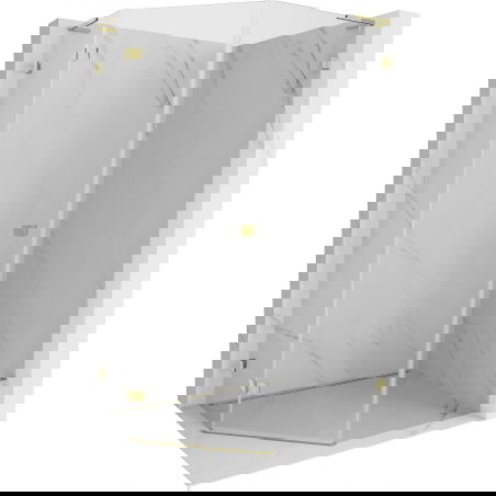 Mexen Lunar L cabine de douche pentagonale pivotante gauche 80 x 100 cm, transparente, dorée - 831L-080L-100P-50-00-L