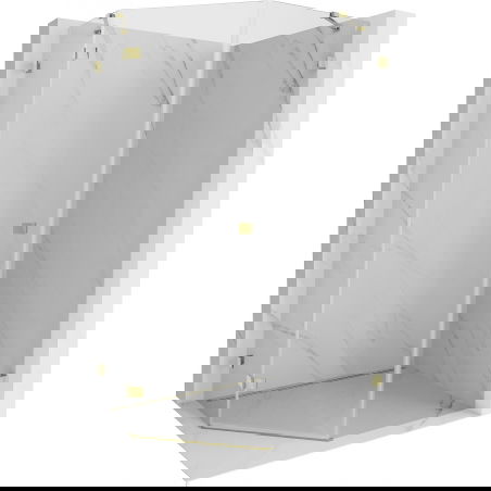 Mexen Lunar cabine de douche pentagonale pivotante gauche 80 x 90 cm, transparent, doré - 831-080L-090P-50-00-L