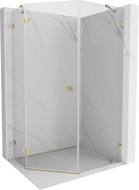 Mexen Lunar cabine de douche pentagonale pivotante à gauche 80 x 100 cm, transparent, doré - 831-080L-100P-50-00-L