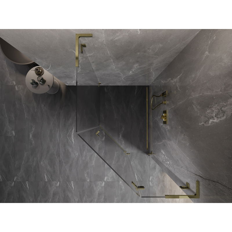 Mexen Lunar L cabine de douche pentagonale pivotante droite 80 x 100 cm, transparent, or - 831L-080P-100L-50-00-P