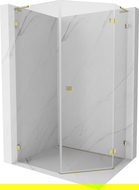 Cabine de douche pentagonale droite Mexen Lunar L 90 x 100 cm, transparente, dorée - 831L-090P-100L-50-00-P