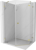 Mexen Lunar cabine de douche pentagonale pivotante droite 80 x 100 cm, transparent, dorée - 831-080P-100L-50-00-P