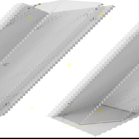 Mexen Lunar cabine de douche pentagonale battante droite 90 x 100 cm, transparent, or - 831-090P-100L-50-00-P