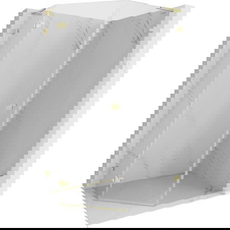 Mexen Lunar L cabine de douche pentagonale à battant gauche 80 x 90 cm, transparent, or brossé - 831L-080L-090P-55-00-L