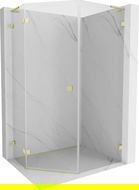 Mexen Lunar L cabine de douche pentagonale pivotante gauche 80 x 100 cm, transparent, or brossé - 831L-080L-100P-55-00-L
