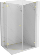 Mexen Lunar L cabine de douche pentagonale pivotante gauche 90 x 100 cm, transparent, or brossé - 831L-090L-100P-55-00-L