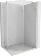 Mexen Lunar cabine de douche pentagonale pivotante gauche 80 x 100 cm, transparent, or brossé - 831-080L-100P-55-00-L