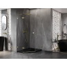 Mexen Lunar cabine de douche pentagonale pivotante gauche 80 x 100 cm, transparent, or brossé - 831-080L-100P-55-00-L