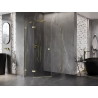Mexen Lunar cabine de douche pentagonale pivotante gauche 80 x 100 cm, transparent, or brossé - 831-080L-100P-55-00-L