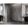 Mexen Lunar cabine de douche pentagonale pivotante gauche 80 x 100 cm, transparent, or brossé - 831-080L-100P-55-00-L