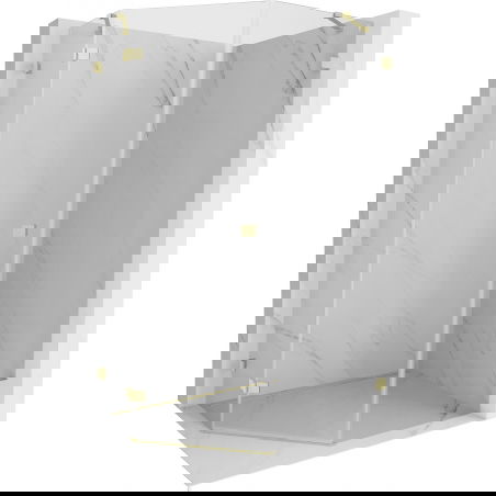 Mexen Lunar cabine de douche pentagonale pivotante gauche 90 x 100 cm, transparent, or brossé - 831-090L-100P-55-00-L