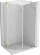 Cabine de douche pentagonale à charnière gauche Mexen Lunar 90 x 100 cm, transparent, or brossé - 831-090L-100P-55-00-L