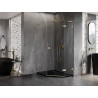 Mexen Lunar L cabine de douche pentagonale pivotante droite 80 x 100 cm, transparent, or brossé - 831L-080P-100L-55-00-P