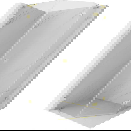 Mexen Lunar L cabine de douche pentagonale pivotante droite 90 x 100 cm, transparent, doré brossé - 831L-090P-100L-55-00-P