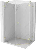 Mexen Lunar cabine de douche pentagonale pivotante droite 80 x 100 cm, transparent, or brossé - 831-080P-100L-55-00-P