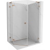 Mexen Lunar L cabine de douche pentagonale gauche pivotante 80 x 100 cm, transparente, or rose - 831L-080L-100P-60-00-L