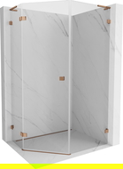 Mexen Lunar L cabine de douche pentagonale ouvrante gauche 90 x 100 cm, transparent, or rose - 831L-090L-100P-60-00-L