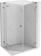Mexen Lunar L cabine de douche pentagonale pivotante gauche 90 x 100 cm, transparent, or rose - 831L-090L-100P-60-00-L