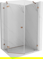 Mexen Lunar cabine de douche pentagonale pivotante gauche 80 x 100 cm, transparent, or rose - 831-080L-100P-60-00-L