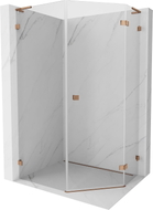 Mexen Lunar L cabine de douche pentagonale battante droite 80 x 100 cm, transparent, or rose - 831L-080P-100L-60-00-P